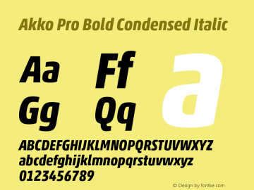 Akko Pro Bold Condensed Italic Version 1.00图片样张