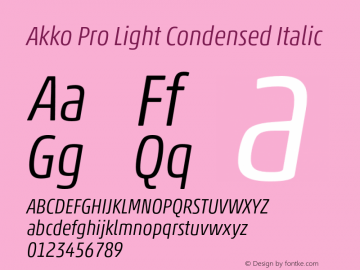 Akko Pro Light Condensed Italic Version 1.00图片样张