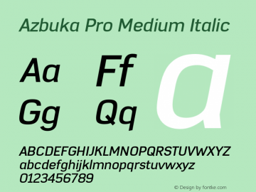 AzbukaPro-MediumItalic Version 1.000图片样张