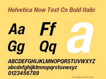 Helvetica Now Text Cn Bold It Version 2.00图片样张