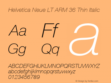 Helvetica Neue LT ARM 36 Th It Version 1.00图片样张