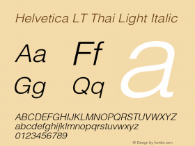 Helvetica LT Thai LightItalic Version 1.10图片样张