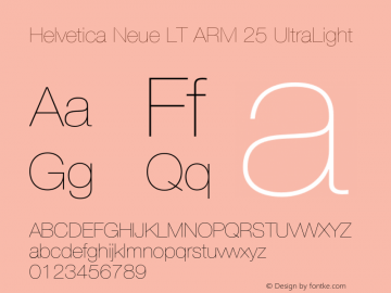 Helvetica Neue LT ARM 25 UltLt Version 1.00图片样张