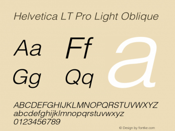 HelveticaLTPro-LightOblique Version 2.000 Build 1000图片样张