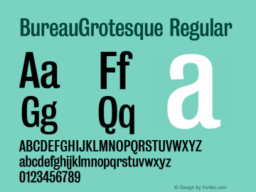 BureauGrotesque Regular Version 001.000 Font Sample