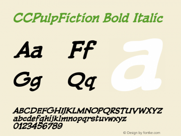 CCPulpFiction Bold Italic Version 1.01 2015图片样张