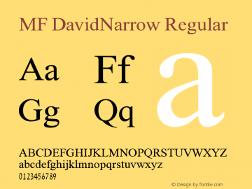 MF DavidNarrow Version 1.00 February 3, 2006, initial release图片样张