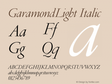 GaramondLight Italic 001.000图片样张