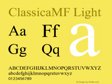 ClassicaMF-Light OTF 1.000;PS 001.001;Core 1.0.38图片样张