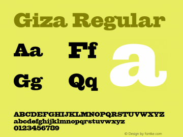 Giza Regular Version 001.000 Font Sample