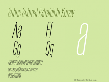 Sohne Schmal Extraleicht Kursiv Version 1.109;hotconv 1.0.116;makeotfexe 2.5.65601图片样张