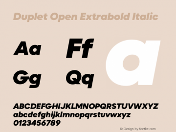 Duplet Open Extrabold Italic Version 1.000图片样张
