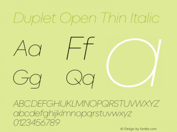 Duplet Open Thin Italic Version 1.000图片样张