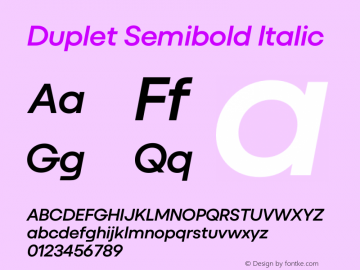 Duplet Semibold Italic Version 1.000图片样张