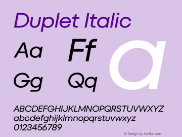 Duplet Italic Version 1.000图片样张