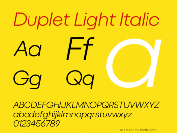 Duplet Light Italic Version 1.000图片样张