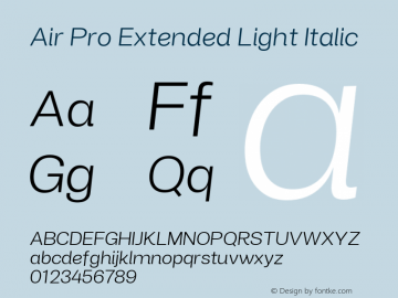 Air Pro Extended Light Italic Version 1.000;hotconv 1.0.109;makeotfexe 2.5.65596图片样张