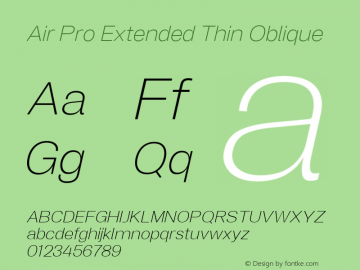 Air Pro Extended Thin Oblique Version 1.000;hotconv 1.0.109;makeotfexe 2.5.65596图片样张