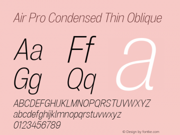 Air Pro Condensed Thin Oblique Version 1.000;hotconv 1.0.109;makeotfexe 2.5.65596图片样张