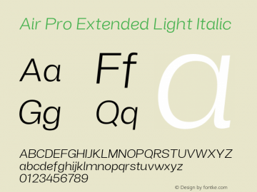 Air Pro Extended Light Italic Version 1.000;hotconv 1.0.109;makeotfexe 2.5.65596图片样张