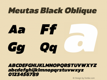 Meutas Black Oblique Version 1.000;hotconv 1.0.109;makeotfexe 2.5.65596图片样张