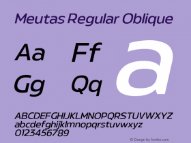Meutas Regular Oblique Version 1.000;hotconv 1.0.109;makeotfexe 2.5.65596图片样张