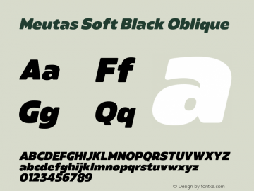 Meutas Soft Black Oblique Version 1.000;hotconv 1.0.109;makeotfexe 2.5.65596图片样张