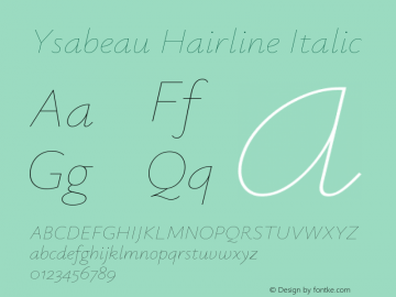 Ysabeau Hairline Italic Version 0.025图片样张