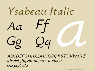 Ysabeau Italic Version 0.025图片样张