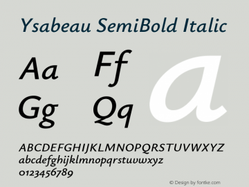 Ysabeau SemiBold Italic Version 0.025图片样张