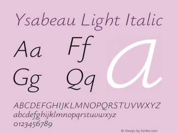 Ysabeau Light Italic Version 0.025;FEAKit 1.0图片样张