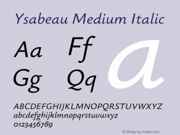 Ysabeau Medium Italic Version 0.025;FEAKit 1.0图片样张