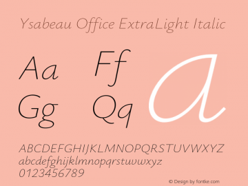 Ysabeau Office ExtraLight Italic Version 0.025;FEAKit 1.0图片样张