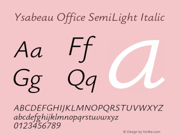 Ysabeau Office SemiLight Italic Version 0.025;FEAKit 1.0图片样张