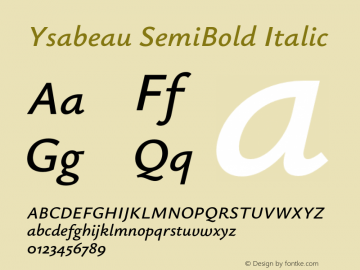 Ysabeau SemiBold Italic Version 0.025;FEAKit 1.0图片样张
