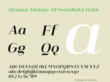 Heimat Didone 18 SemiBold Italic Version 1.000;PS 001.000;hotconv 1.0.70;makeotf.lib2.5.58329图片样张