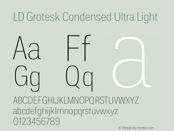 LD Grotesk Condensed Ultra Light Version 6.003图片样张