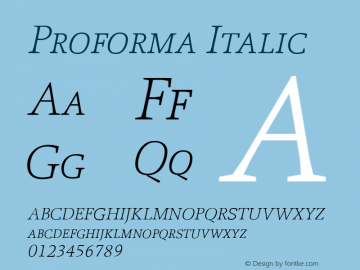 Proforma Italic Version 001.000 Font Sample