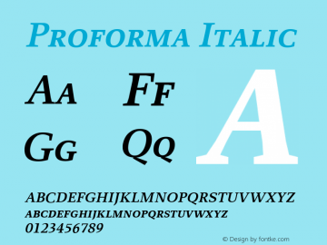 Proforma Italic Version 001.000 Font Sample