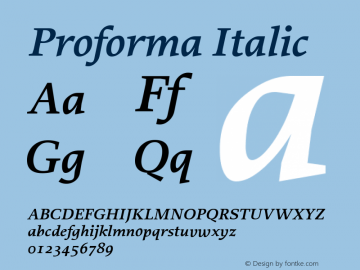 Proforma Italic Version 001.000 Font Sample