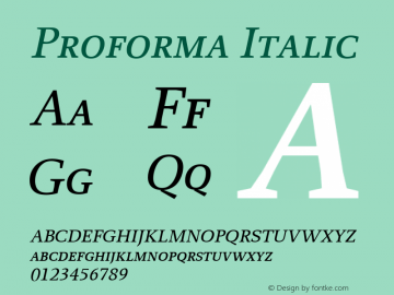 Proforma Italic Version 001.000 Font Sample