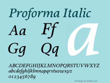Proforma Italic Version 001.000 Font Sample