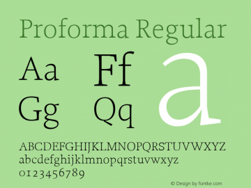 Proforma Regular Version 001.000 Font Sample