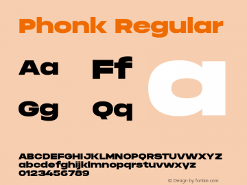 Phonk Regular Version 1.00 September 22, 2021, initial release图片样张