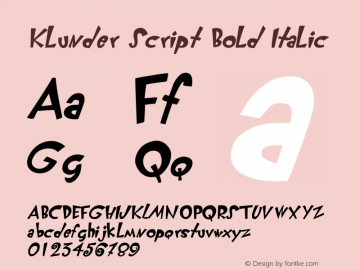 Klunder Script Bold Italic Version 3.00图片样张