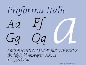 Proforma Italic Version 001.000 Font Sample