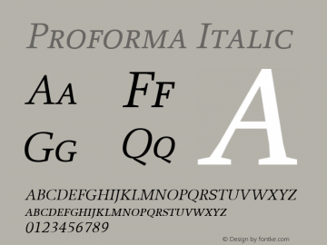 Proforma Italic Version 001.000 Font Sample