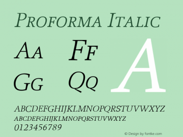 Proforma Italic Version 001.000 Font Sample