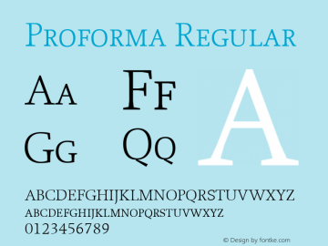 Proforma Regular Version 001.000 Font Sample