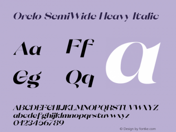 Orelo SemiWide Heavy Italic Version 1.000;PS 001.000;hotconv 1.0.88;makeotf.lib2.5.64775图片样张